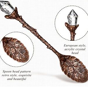 4 copper tone Retro Coffee Spoons Crystal Alloy Spoons Vintage Carved Coffee …